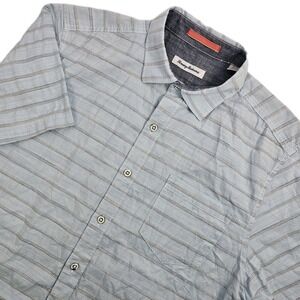 Tommy Bahama Camp Shirt Mens Large Desert Breeze Stripe Blue Yonder Casual Beach